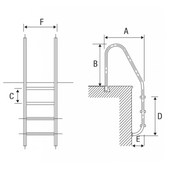 Standart tip 3 Basamaklı Havuz Merdiveni 